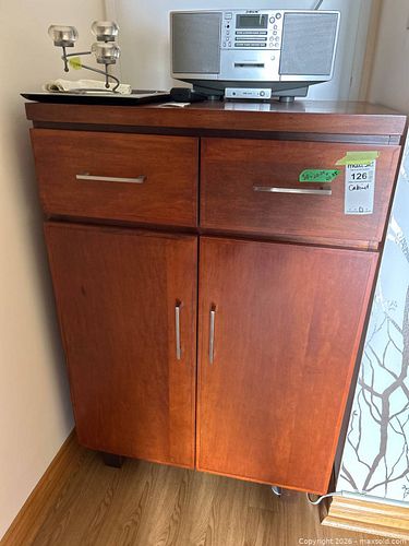Wooden Storage Cabinet with Two Drawers and Cabinet Doors (1 of 10)