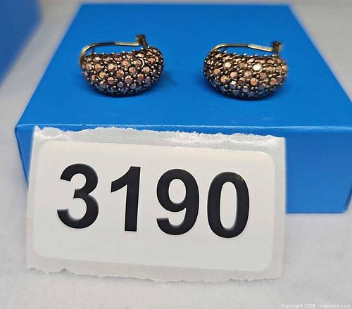 Heidi Daus half hoop earrings,  champagne crystals, goldtone setting  (1 of 6)