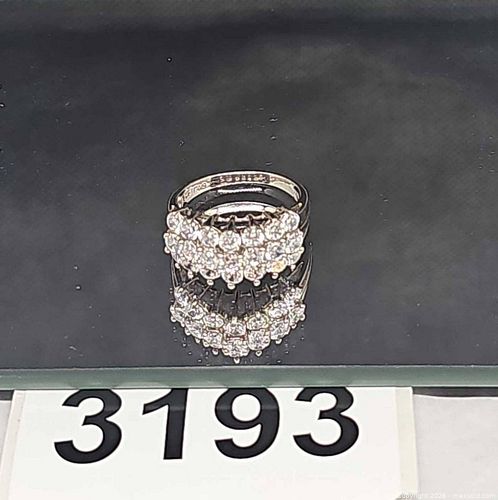 Sterling silver triple row rhinestone ring  (1 of 7)