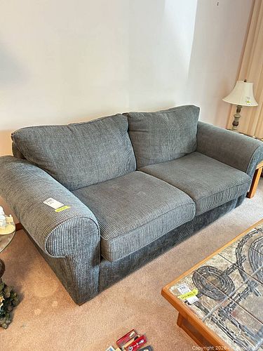 Trend Line Gray Corduroy 3-Seater Sofa D (1 of 9)
