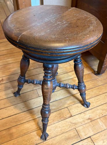 Antique Piano stool, Metal claw Feet (1 of 6)