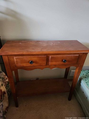 Solid Wood Console Table, Medium Brown Stained (1 of 5)
