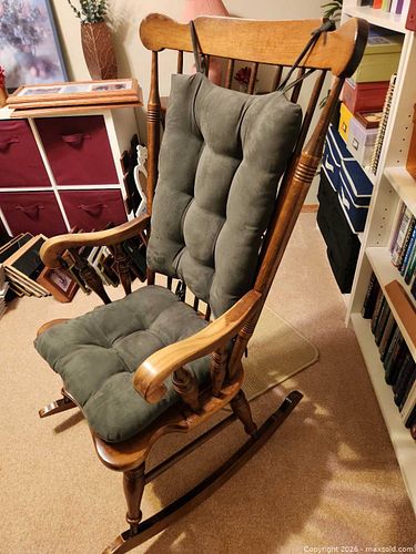 Wood Rocking Chair with Microfiber Cushions, Traditional Style (1 of 5)