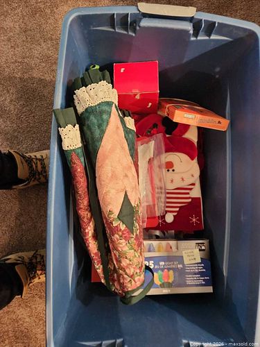 Christmas Holiday Decoration Lot with Tree Skirt, Stocking, Lights (1 of 5)