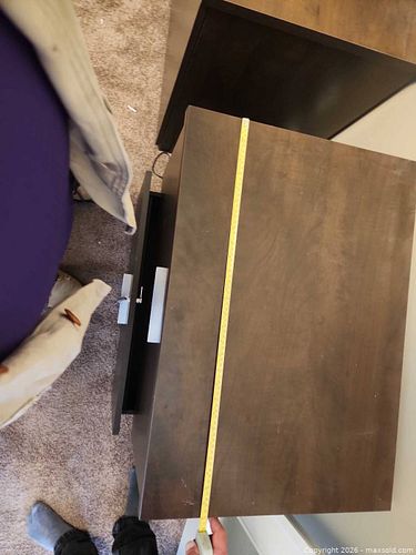 Pair of Dark Brown Engineered Wood Nightstands with Locking Drawers (1 of 4)
