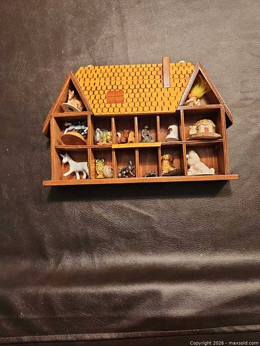 Wooden Wall Display Curio Shelf with Multiple Compartments (1 of 4)