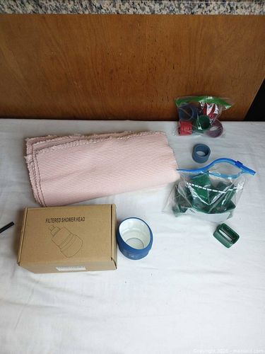 Household Lot: Filtered Shower Head, Textile Throw, napkin rings (1 of 4)