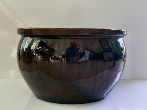 Large Brown Ceramic Jardiniere  (1 of 10)