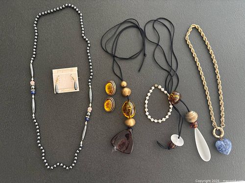 Jewelry Lot Including Hematite Earrings, Necklaces, and Bracelet (1 of 13)