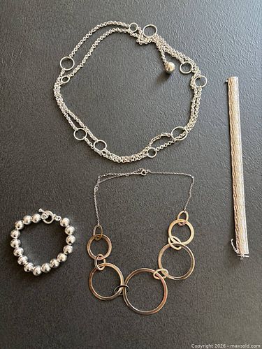 Sterling Silver Jewelry Lot: 2 Necklaces and 2 Bracelets (1 of 16)