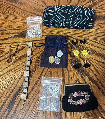 Vera Bradley Eyeglass Case with Costume Jewelry & Religious Medals (1 of 5)