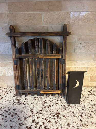 Decorative Arched Wooden Gate Panel with Metal Outhouse (1 of 7)