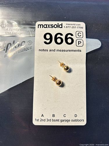 14K Yellow Gold Ball Stud Earrings, Post & Butterfly (1 of 5)