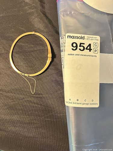Gold Hinged Bangle Bracelet with Diamond Accent (1 of 5)