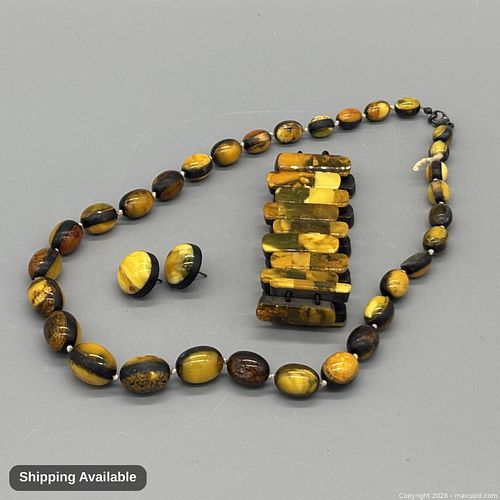 Vintage Resin/Bakelite Butterscotch Jewelry Set - PAU-07 (1 of 6)