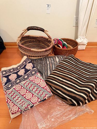 Lot of Handmade Throws, Tablecloths & Decorative Baskets - 4+ Items (1 of 12)