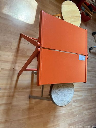 Orange Wooden Folding Table with 2 Stools, Portable (1 of 7)