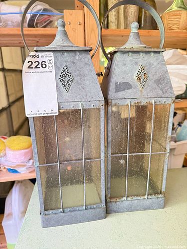 Pair of Rustic Metal & Glass Lanterns, Hanging/Wall-Mount (1 of 6)