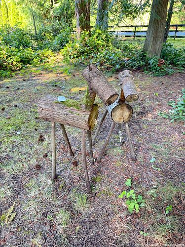 Pair of Small Rustic Natural Wood Log Garden/Holiday Decorations (1 of 6)