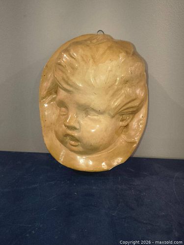 vintage plaster cherub wall plaque (1 of 4)