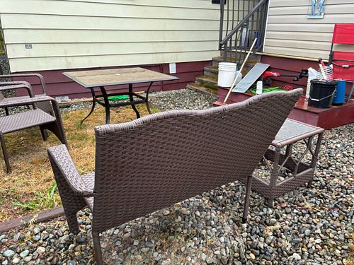 Brown Wicker Patio Furniture Set with Glass Tables (1 of 7)