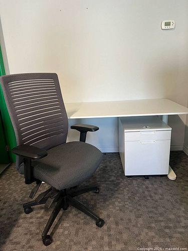 Office Furniture Workspace Bundle (Desk, Rolling File, Ergo Chair) (1 of 4)