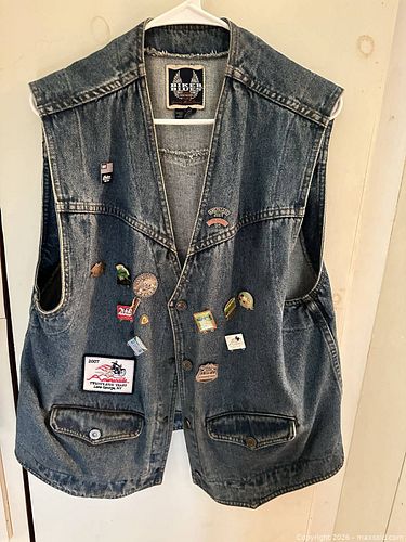 Motorcycle Leather Patch Vest and Denim Coat  (1 of 9)