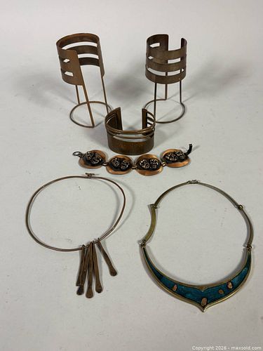 MCM/Brutalist Handcrafted Copper and Brass Jewelry  (1 of 15)
