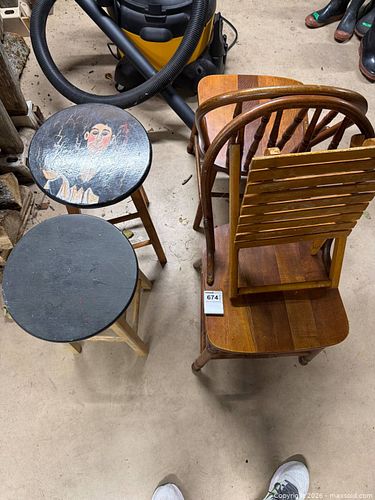 Group Lot of Wooden Chairs and Stools (1 of 4)
