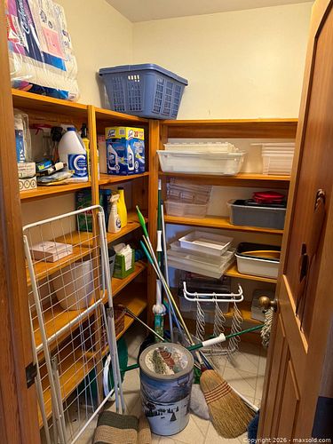 Household Storage Closet with Cleaning Supplies and Miscellaneous Items (1 of 6)