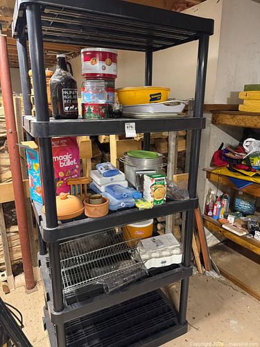 Kitchen and Household Items on Black Plastic Shelving Unit (1 of 6)