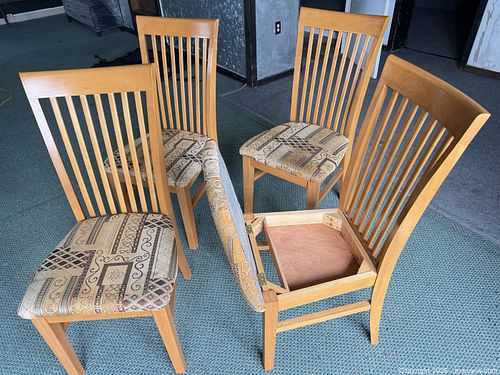 4 funky wooden dining chairs with under-seat storage  (1 of 7)