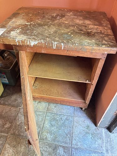 Wooden Workbench/Utility Cabinet with Internal Shelf and Casters (1 of 3)