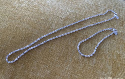 New Silver Rope Necklace & Bracelet  (1 of 3)