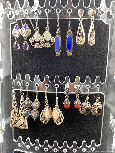 Sterling Silver Dangle Earrings with Mother-of-Pearl & Marcasite (1 of 13)
