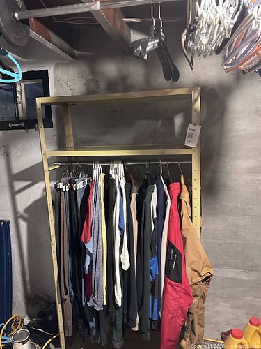 Beige Metal Clothing Rack with 2 Shelves (1 of 5)