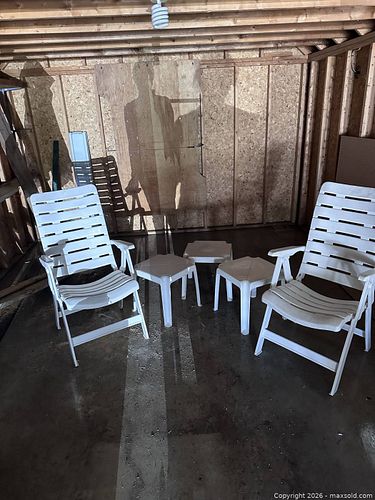 Patio furniture lot: chairs, side tables, Bavaria umbrella (1 of 15)