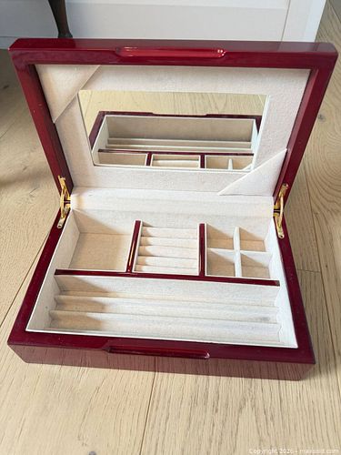 Solid Wood Jewelry Box with Mirror & Ring Rolls (1 of 3)
