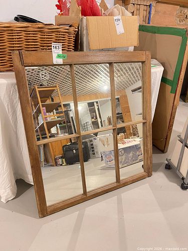 Rustic Window-Style Wall Mirror with Wood Frame B (1 of 7)