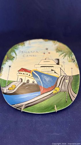 Casa Bella Hand-Painted Panama Canal Souvenir Plate (1 of 4)