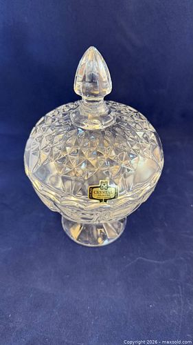 Clear Crystal Covered Candy Dish, Diamond Cut Style (1 of 5)