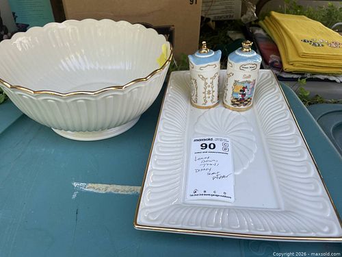 Lenox & Disney Porcelain Set: Tray, Large Bowl, Mickey & Minnie Shakers (1 of 8)