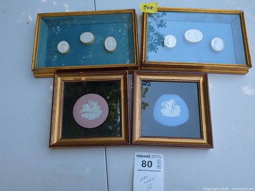 Set of 8 Framed Wedgwood-Style Jasperware Medallions (1 of 6)