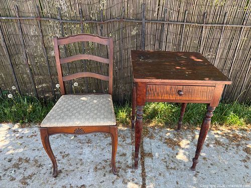 Wooden Side Table and Chair lot 551 (1 of 9)