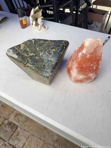 Himalayan Salt Chunk and Polished Stone Decorative Pair (1 of 3)