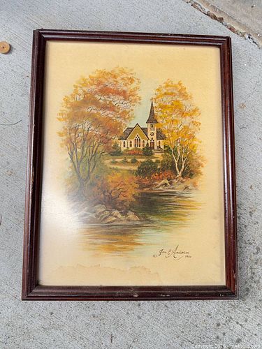 Joan E. Anderson 'Minoru Chapel' Signed Lithograph, Framed (1 of 5)