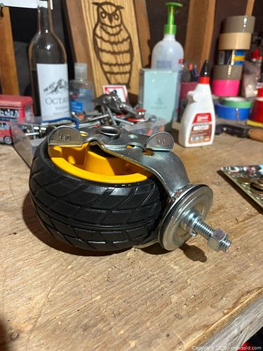 4in Threaded Stem Swivel Caster with Side Lever Brake (Rubber Wheel) (1 of 6)