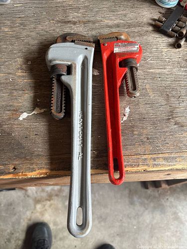 Lot of 2 Pipe Wrenches, 14 in and 10 in, GEL Tools & Unbranded (1 of 6)