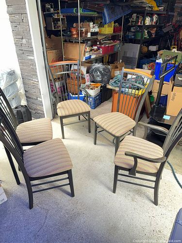 Set of 5 Spindle Back Dining Chairs with Patterned Upholstery (1 of 5)