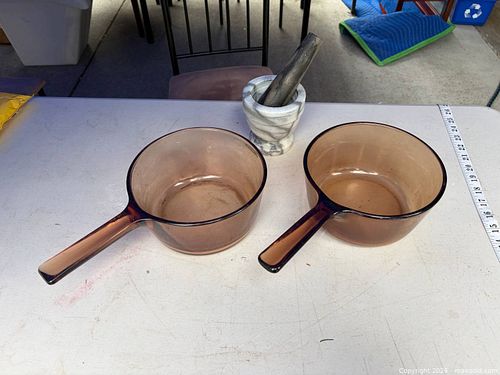 Vision (Corning) 1.5L Amber Glass Saucepan with Marble Mortar & Pestle -ag (1 of 4)